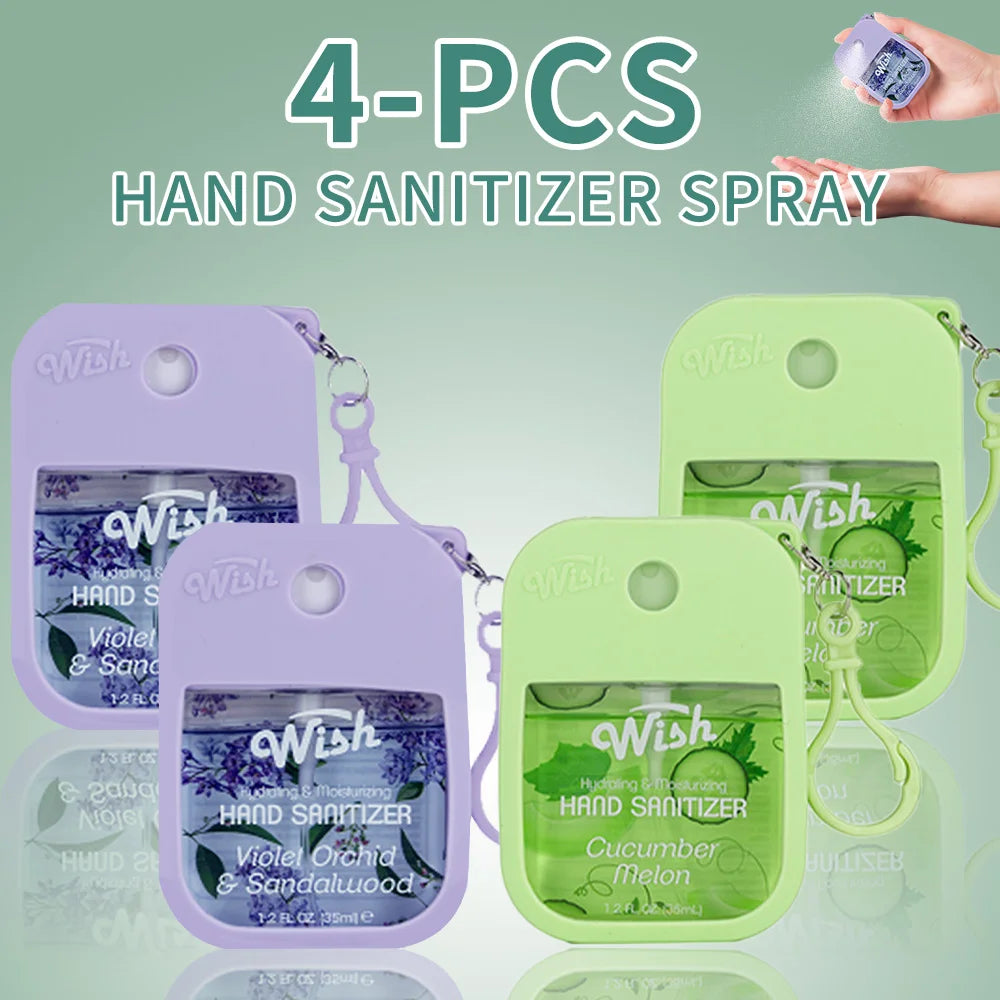 4 Power Spray Moisturizing Hand Sanitizer Spray, Containing Coconut, Watermelon, Sugar, Cucumber, Cherry Blossom And Other Flavo