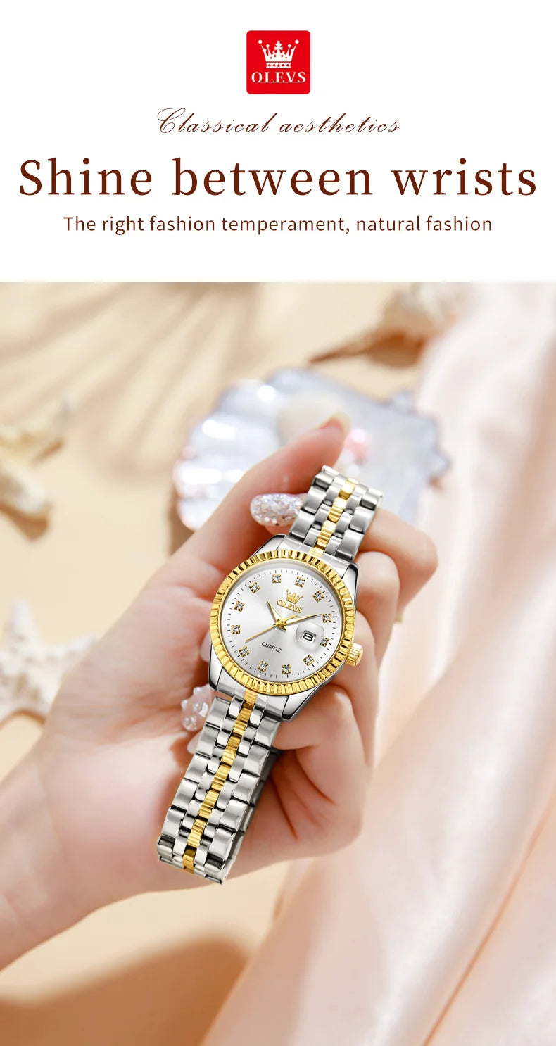 OLEVS Women's Watches Luxury Diamond Elegant Wristwatch Set