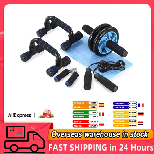 Healthy Abdominal Wheel 5-piece Indoor Sports Product Combination Set Push Up Stand Household Multifunctional Fitness Equipment