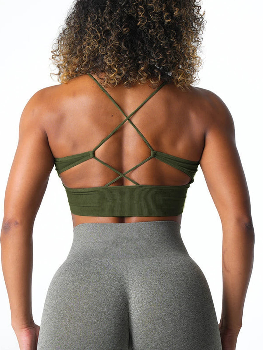 Seamless Sports Bra Sleeveless Yoga Workout Fitness Running Bralette