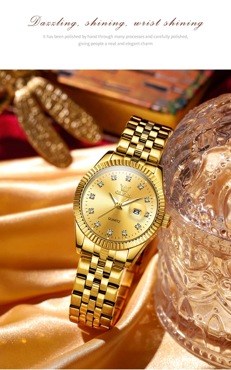 OLEVS Women's Watches Luxury Diamond Elegant Wristwatch Set