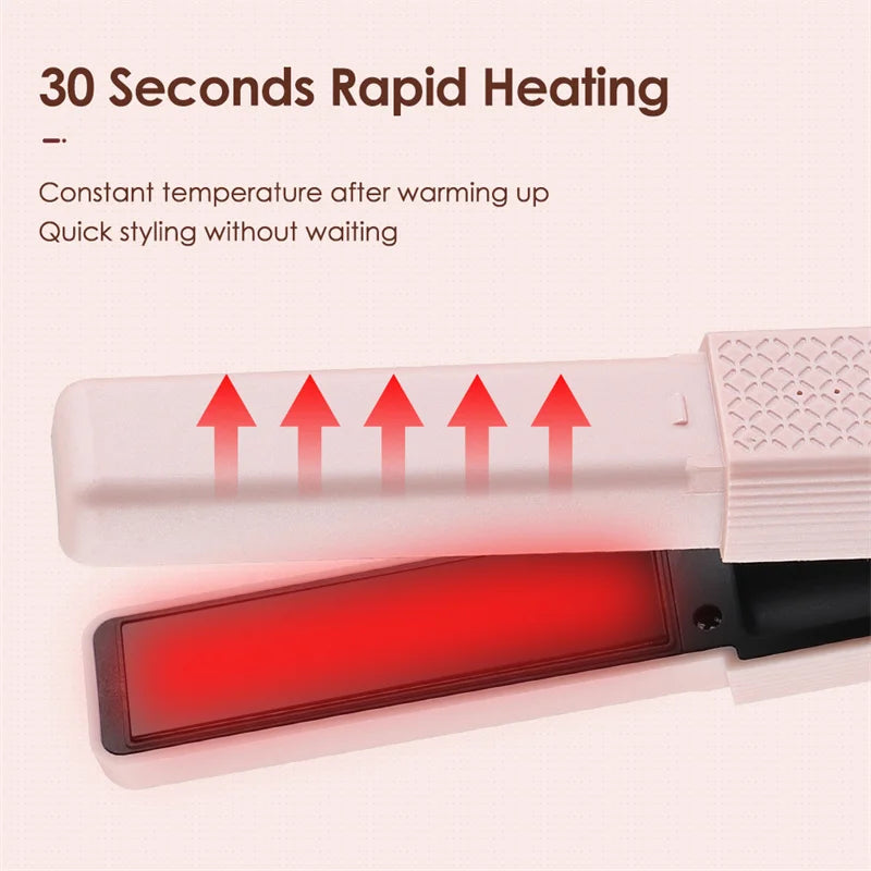 Portable Cordless USB  Mini Ceramic Curler/Straightener 3 Constant Temperatures