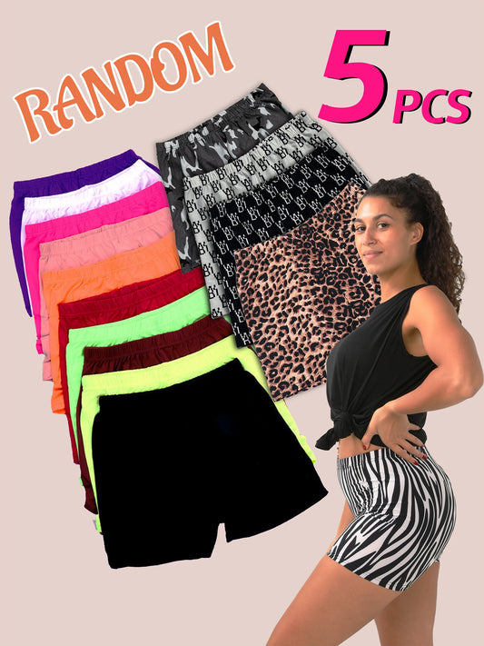 Random 5colors Women Summer Biker Shorts, Lady Stretchy Short Leggings Mix Colors by Random Shorts for Women