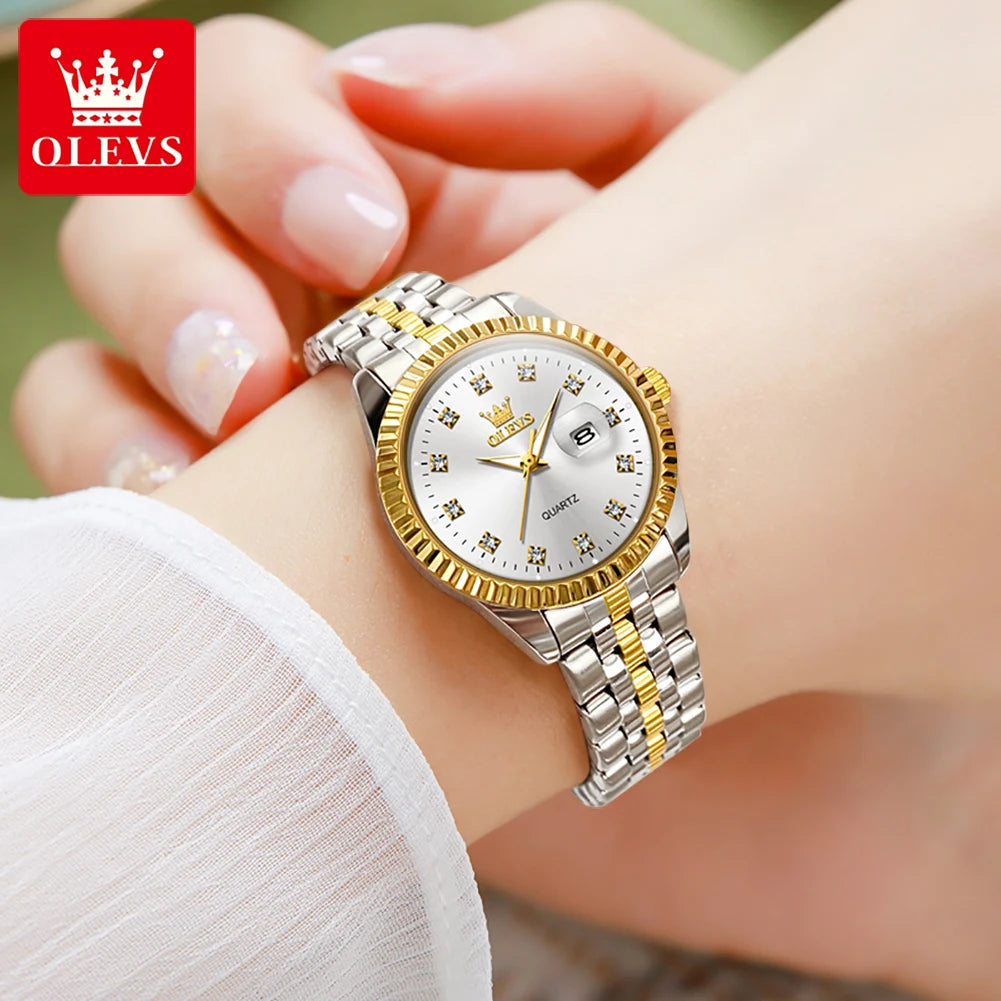 OLEVS Women's Watches Luxury Diamond Elegant Wristwatch Set