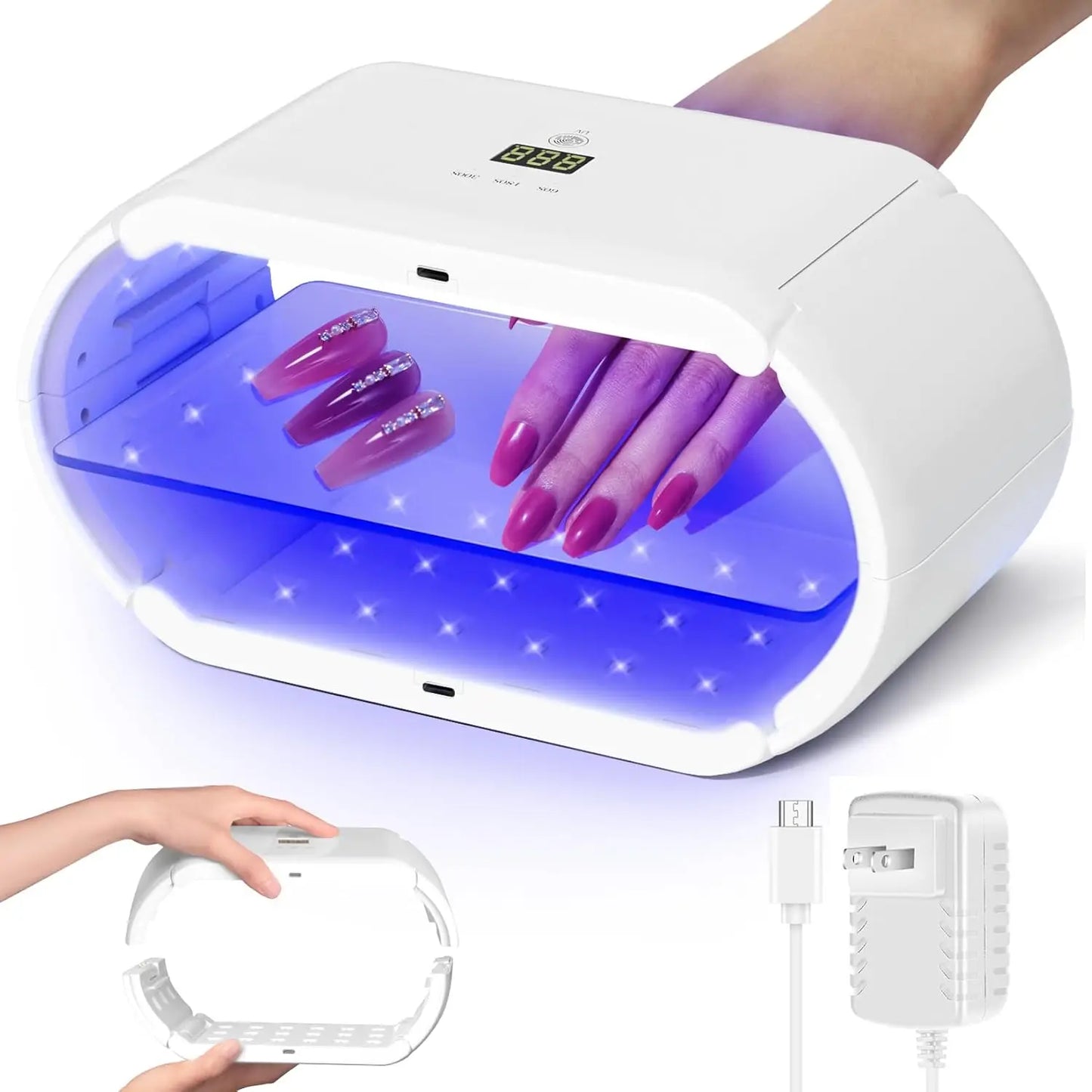 Nail Lamp 48 UV LED Double-Sided Foldable Portable UV Light for Gel Nails