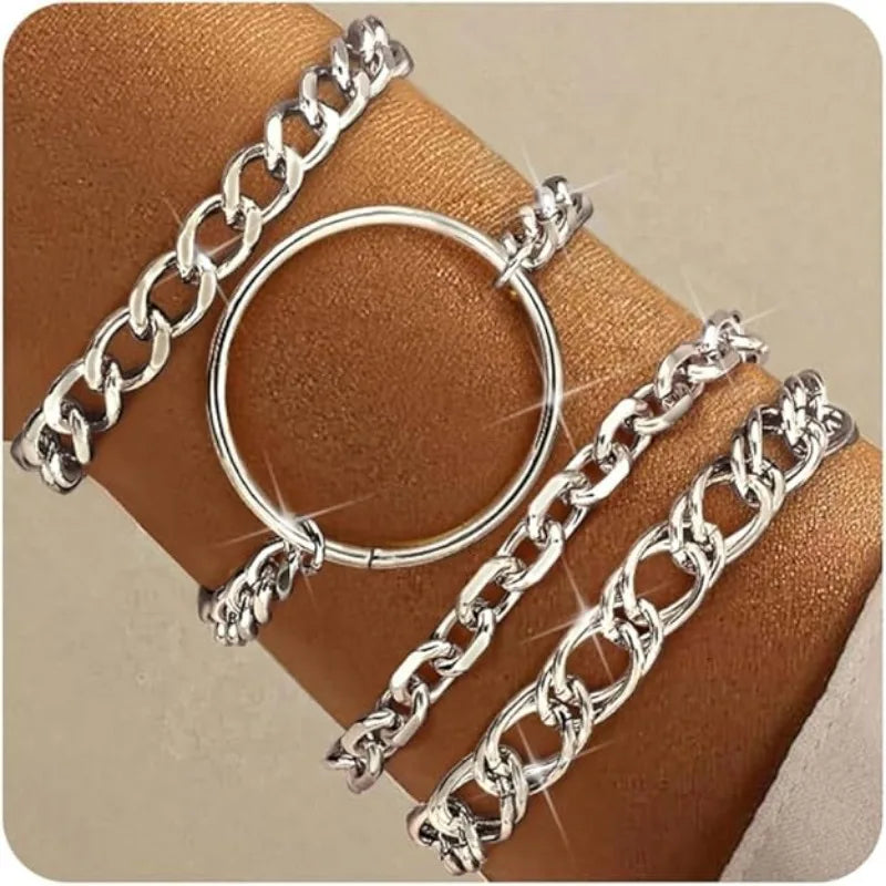 14K Gold plated Bracelets for Women Stack Layered Chunky Chain Bracelets Waterproof Link Cuff Bracelet Mothers' Day Jewelry Gift