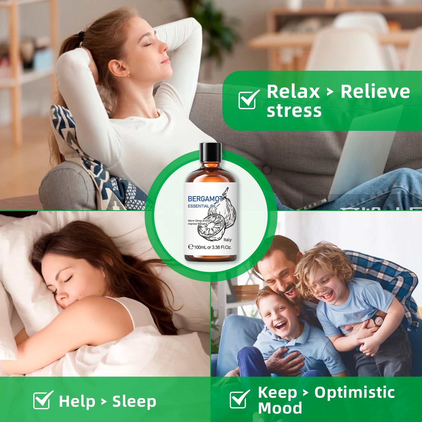 HIQILI 100ML Bergamot Essential Oils for Aromatherapy