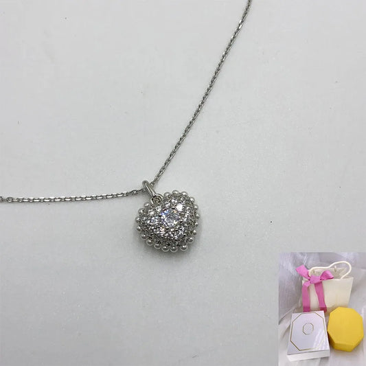 New high-quality Idyllia pulsating heart white crystal necklace plated with jewelry, high-end women's engagement gift