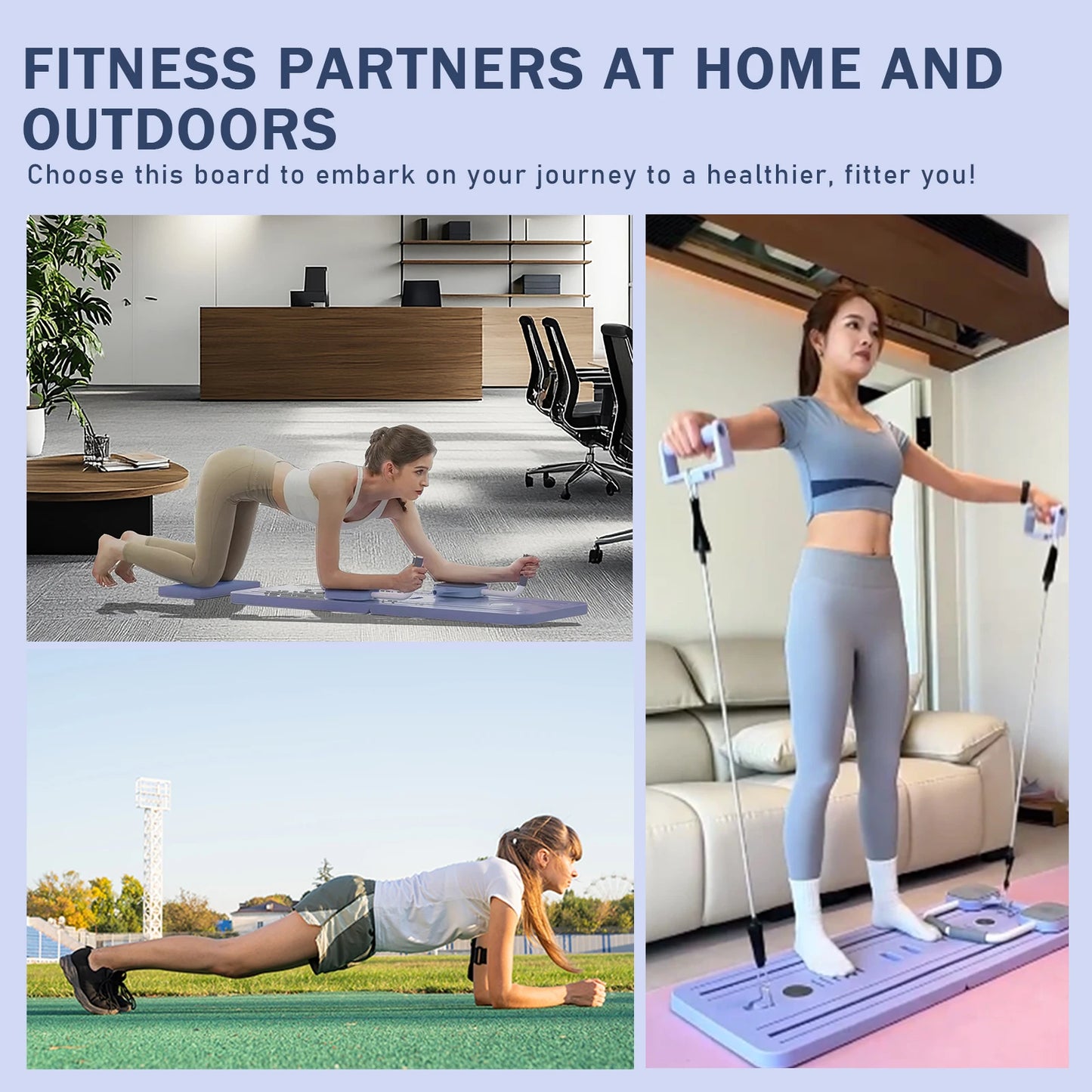 Multi-Functional Abdominal Exercise Board Auto-Rebound Fitness Resistance Bands Rebound Leg Arm Back Train For Home and Office