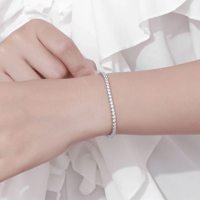 KNOBSPIN 2mm Moissanite Tennis Bracelet 925 Sterling Silver