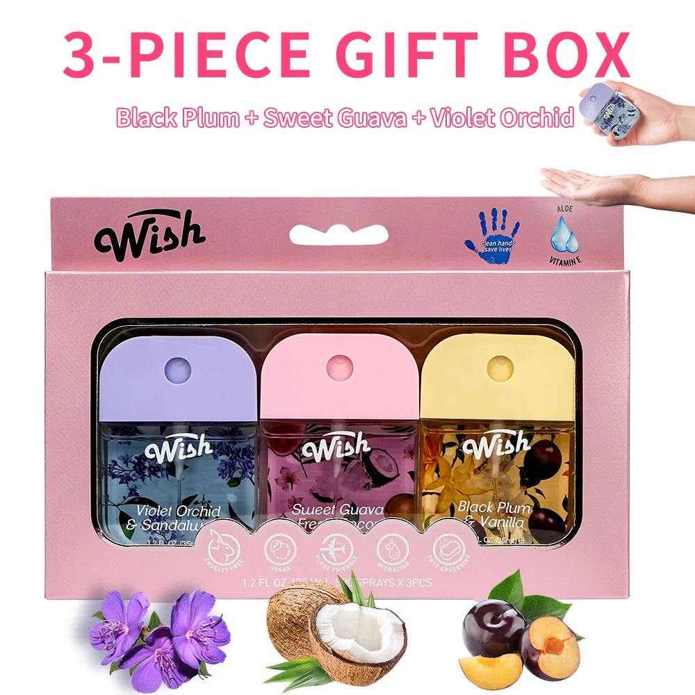 4 Power Spray Moisturizing Hand Sanitizer Spray, Containing Coconut, Watermelon, Sugar, Cucumber, Cherry Blossom And Other Flavo