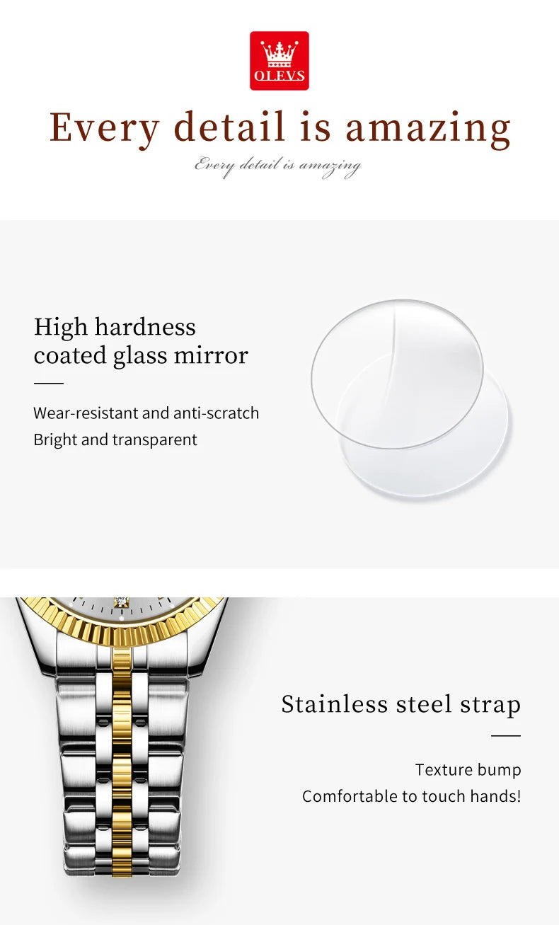 OLEVS Women's Watches Luxury Diamond Elegant Wristwatch Set