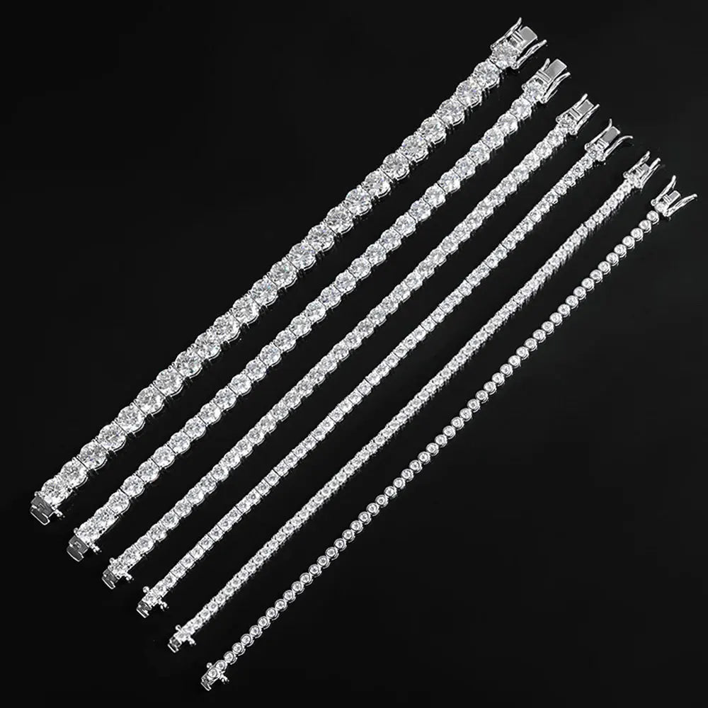 KNOBSPIN 2mm Moissanite Tennis Bracelet 925 Sterling Silver
