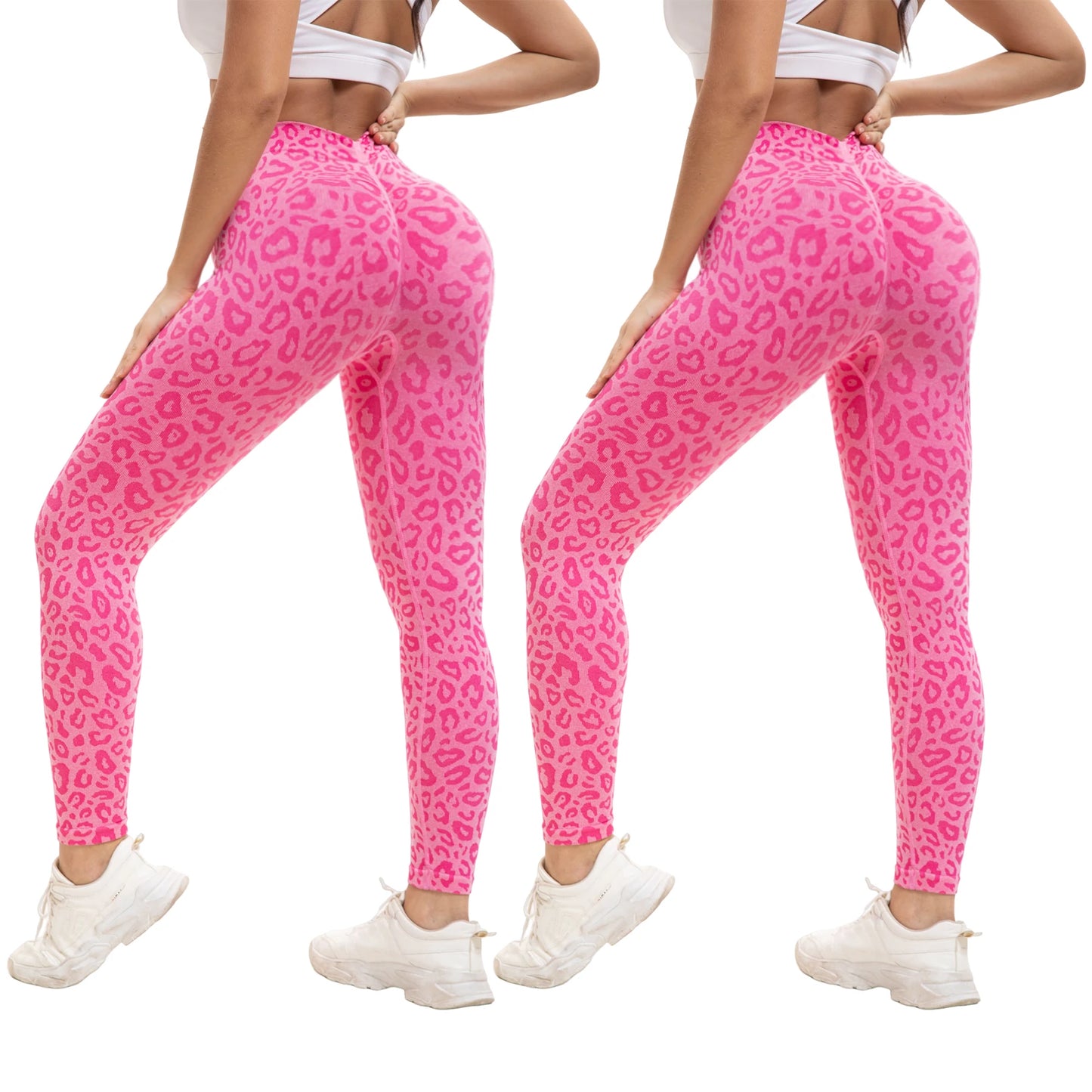 2 Pack Women's High Waisted Sexy Butt Lifting Seamless Solid Color Yoga Leggings Elastic And Breathable Fitness Sports Pants