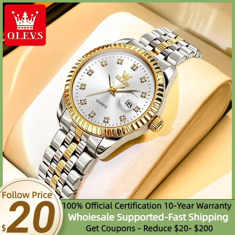 OLEVS Women's Watches Luxury Diamond Elegant Wristwatch Set