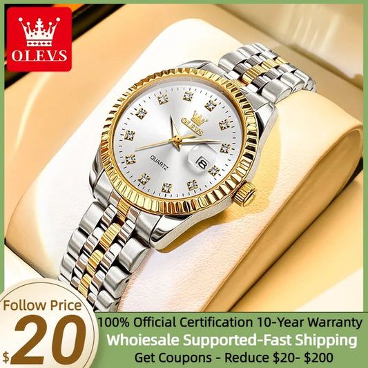 OLEVS Women's Watches Luxury Diamond Elegant Wristwatch Set