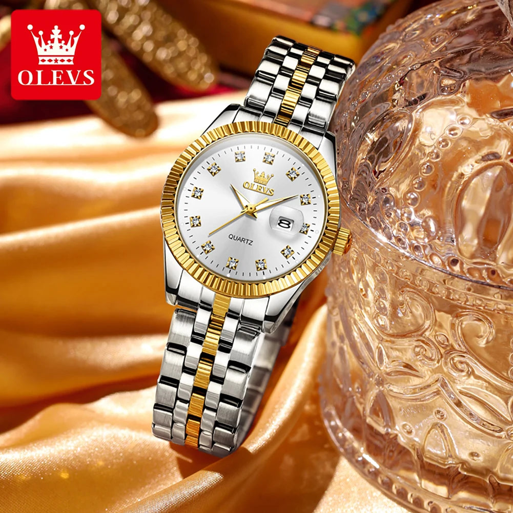 OLEVS Women's Watches Luxury Diamond Elegant Wristwatch Set