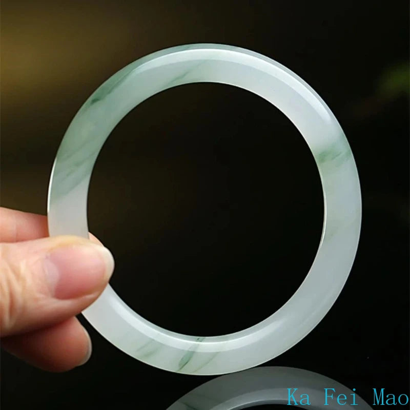 Natural Jadeite Tianshan Jade Ice-Translucent Bracelet Simple Exquisite Elegant Fashion Luxury Jewelry Best Selling Holiday Gift