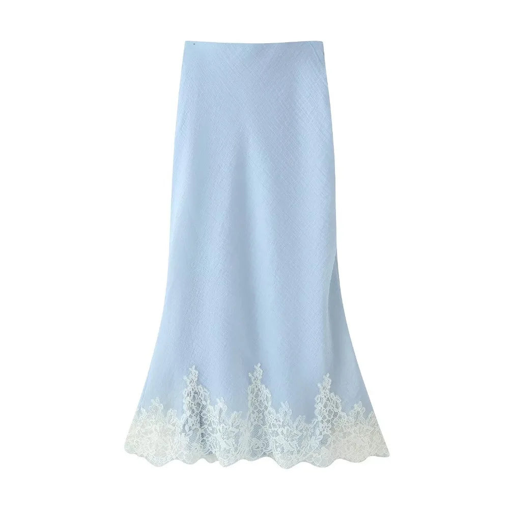 Women Lady Outfits Sexy Chic Skirt Suit Lace Cami Top Long Straight Skirt Women Fashion Spring Summer Beach Skirt 2 Piece Set