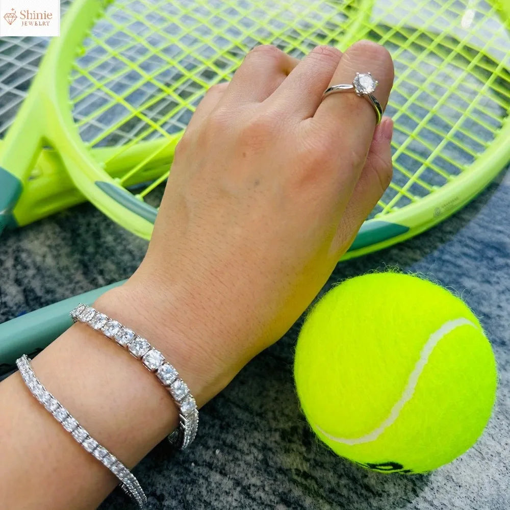new S925 Sterling Silvery Tennis Bracelet 2/ 3/ 4/ 5mm Moissanite Fine Jewelry Hypoallergenic 6.69-8.66inch Length