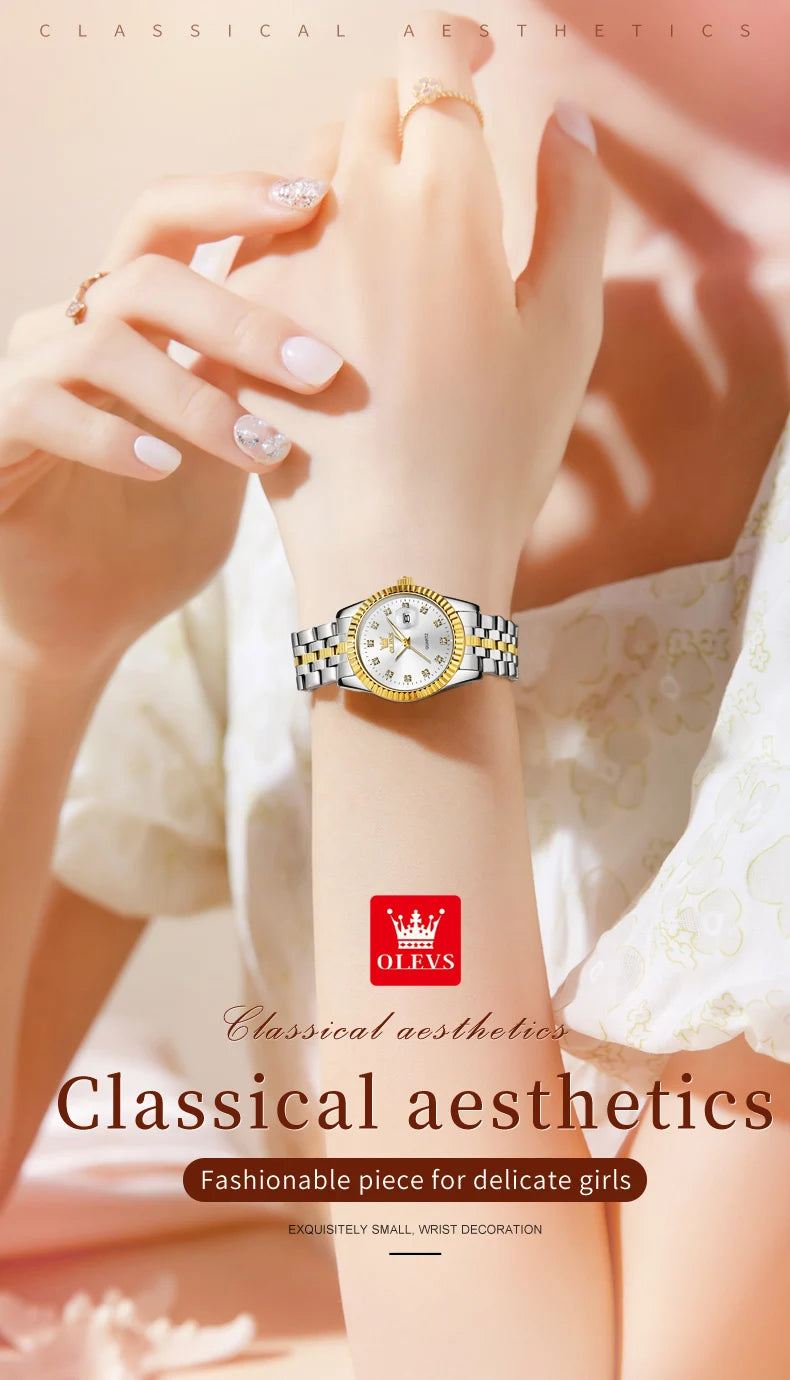 OLEVS Women's Watches Luxury Diamond Elegant Wristwatch Set