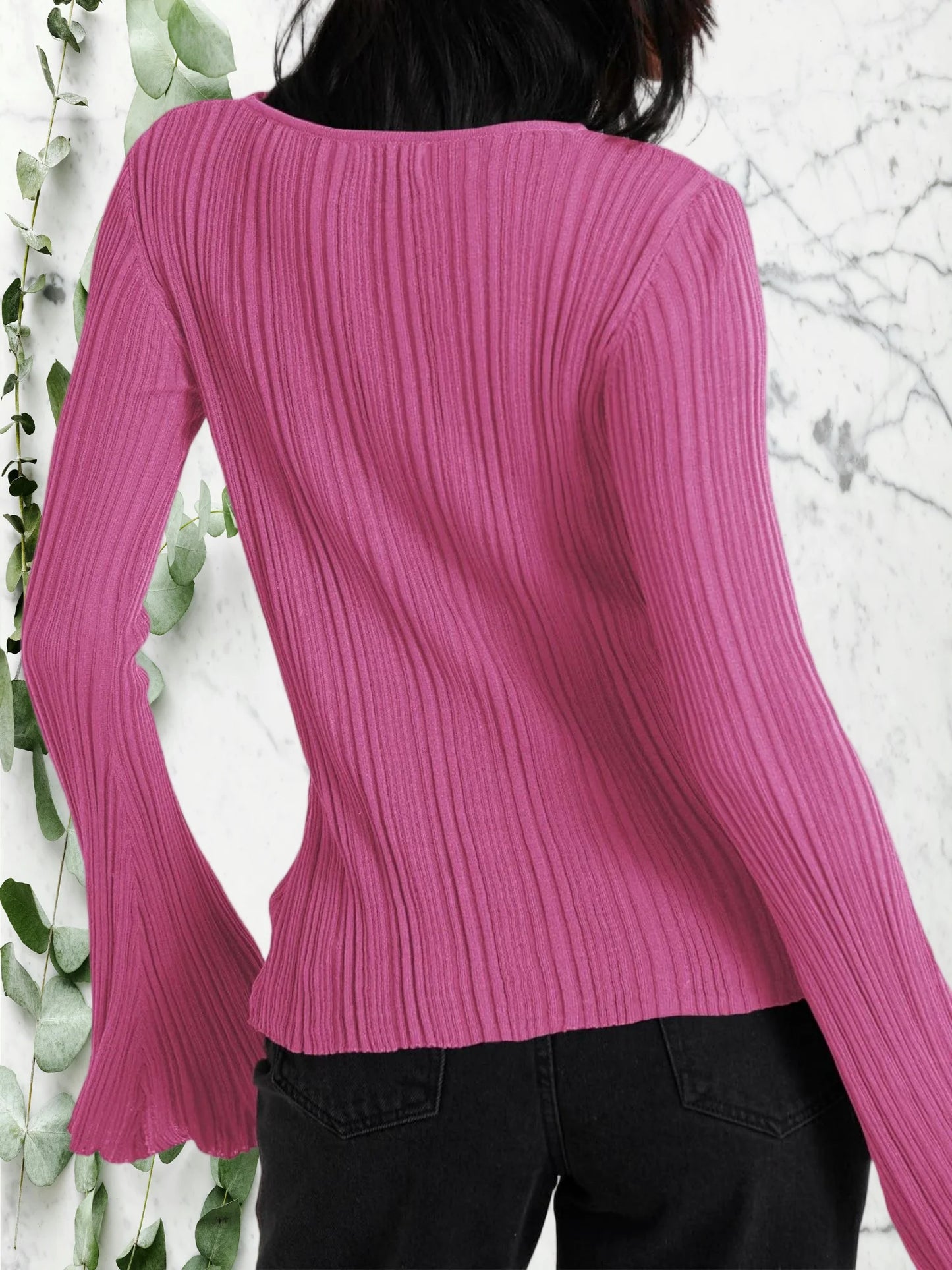 Women's Fashionable Slim Fit Long-Sleeved Knitted Top Pullover, Avant-Garde Autumn and Winter Knitted Sweater