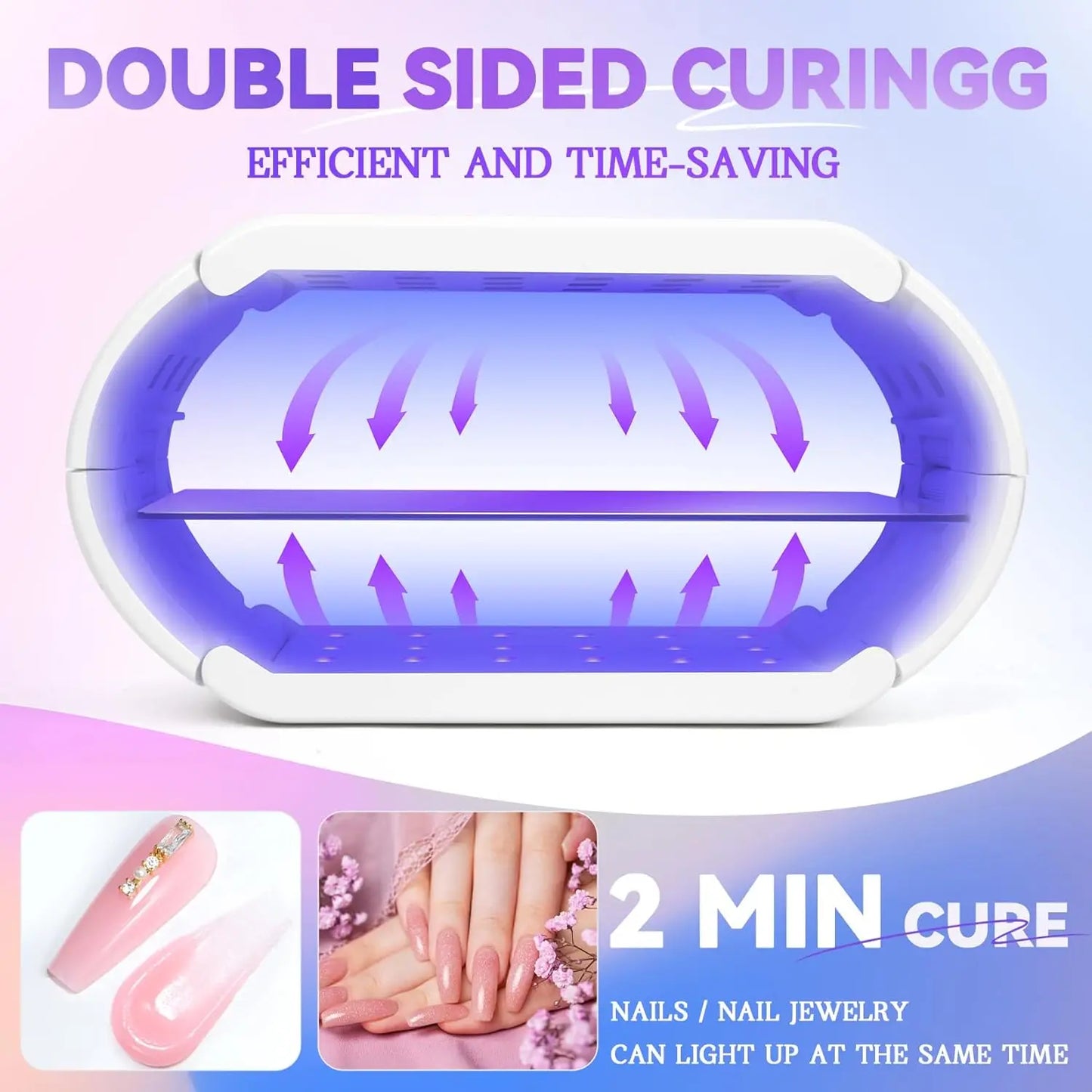 Nail Lamp 48 UV LED Double-Sided Foldable Portable UV Light for Gel Nails