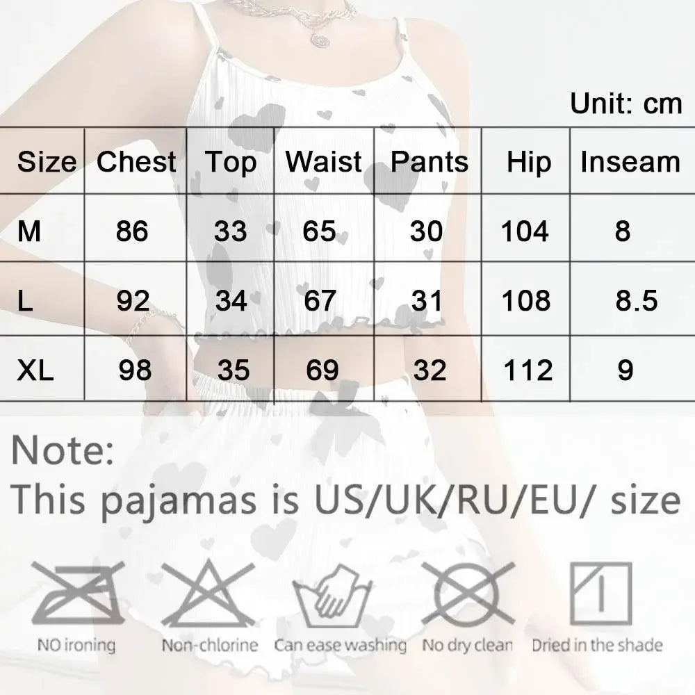 New Summer Thin Pajamas Solid Color Polyester Leisure Suit Homewear Set Sling Shorts Ladies