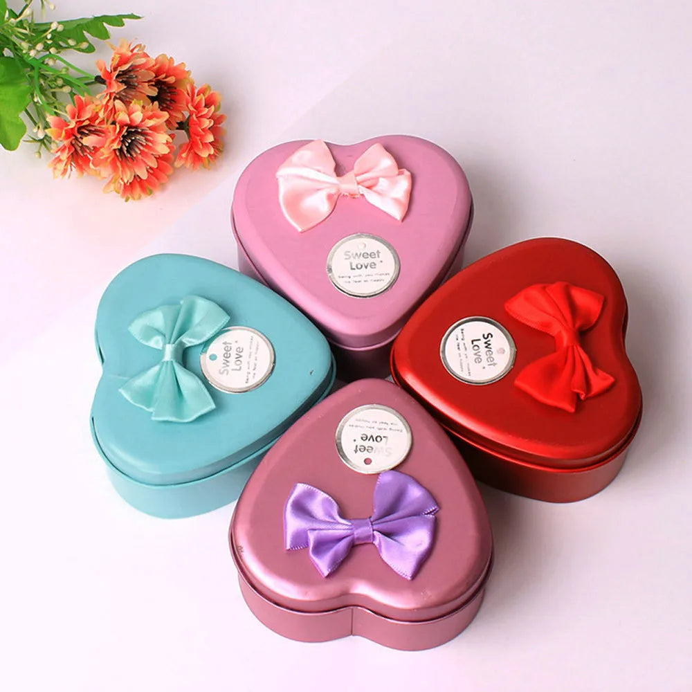 6/24pcs Soap Flower Heart Shaped Tin Box Bath Body Petal Rose Flower Soap New Year Valentine's Day Wedding Decoration Gift Best