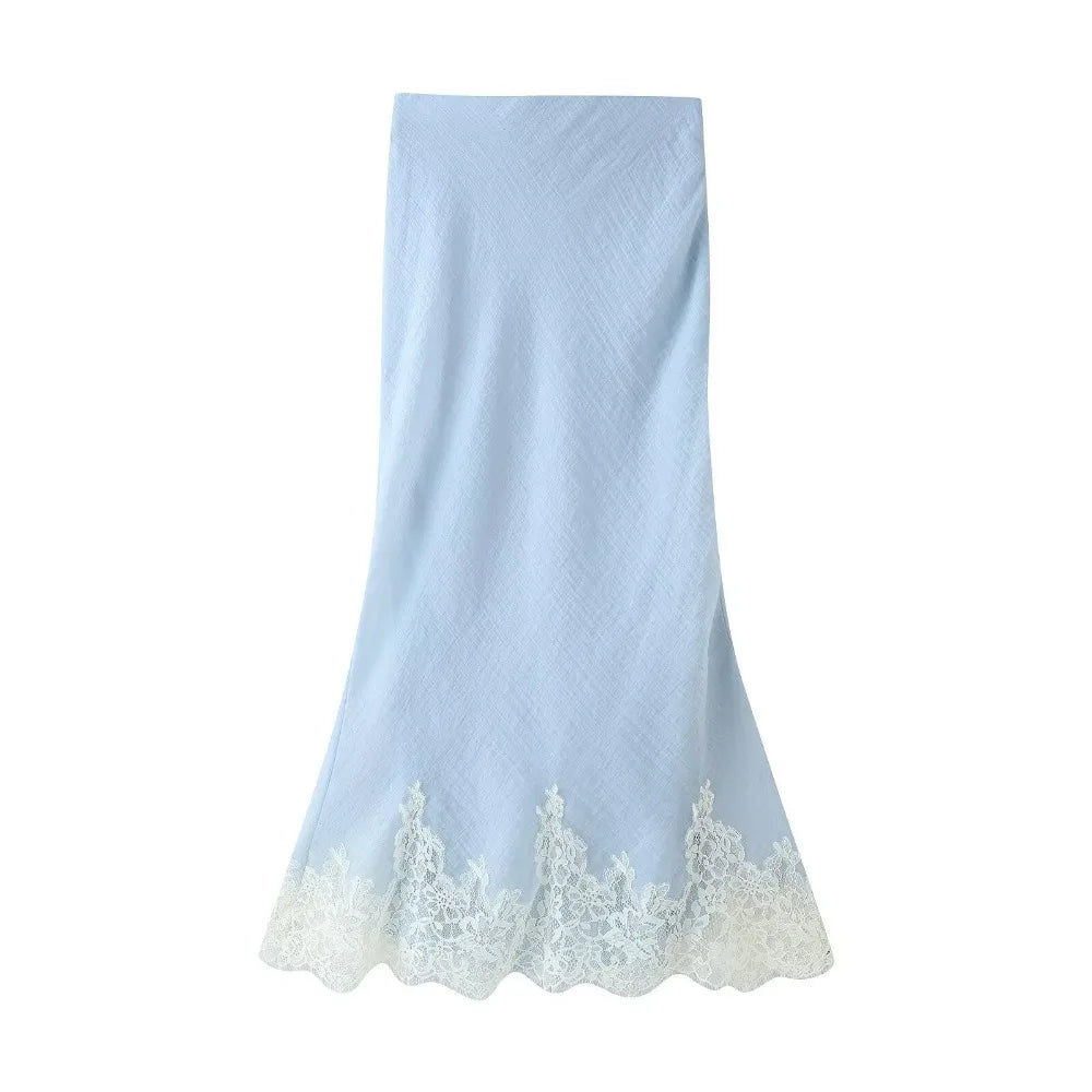 Women Lady Outfits Sexy Chic Skirt Suit Lace Cami Top Long Straight Skirt Women Fashion Spring Summer Beach Skirt 2 Piece Set