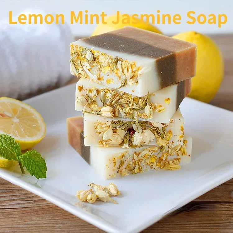 Handmade Gardenia Soap Rose Sea Salt Lemon Mint Jasmine Essential Oil Soap Low-temperature Cold Made Lavender 95g