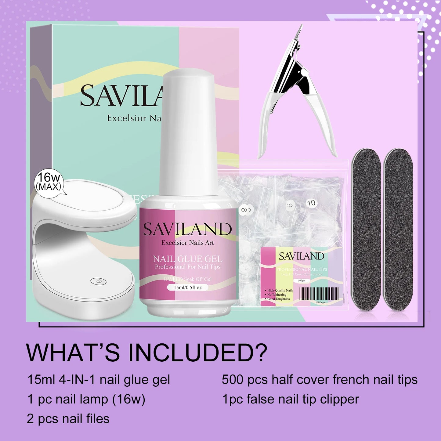 Gel Nail Kit with Cover Nails Tips & UV LED Nail Lamp