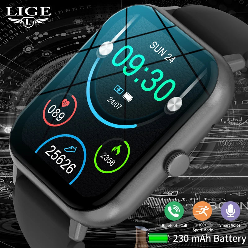 LIGE Waterproof Smart Watch Bluetooth Call Voice Assistant