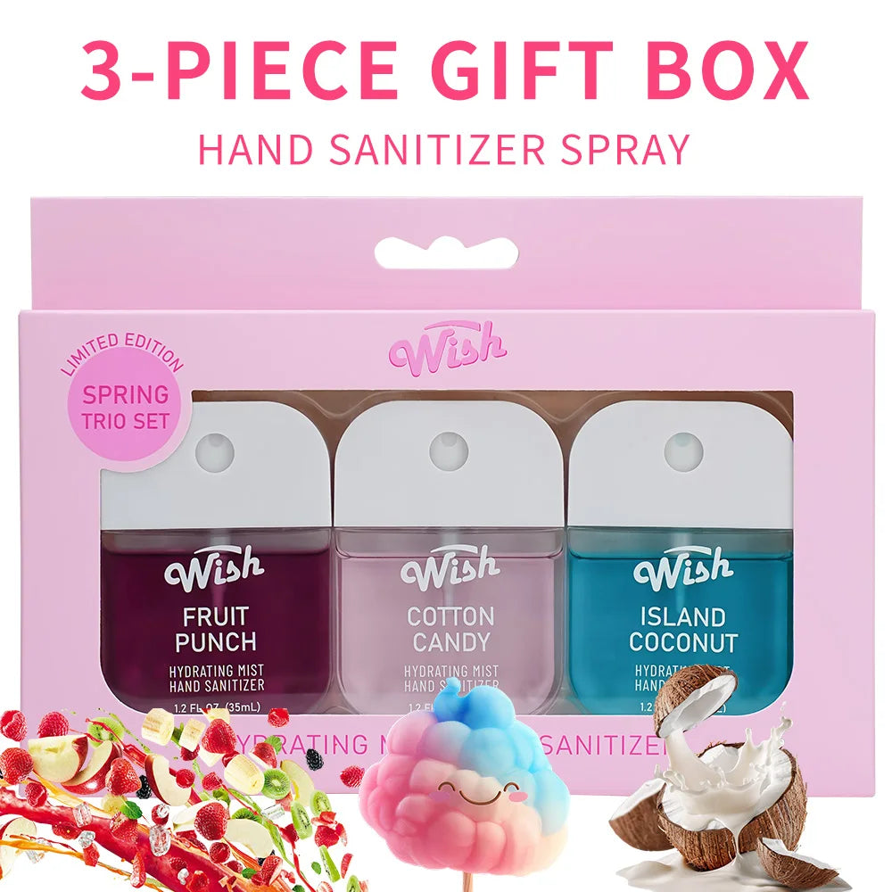 4 Power Spray Moisturizing Hand Sanitizer Spray, Containing Coconut, Watermelon, Sugar, Cucumber, Cherry Blossom And Other Flavo