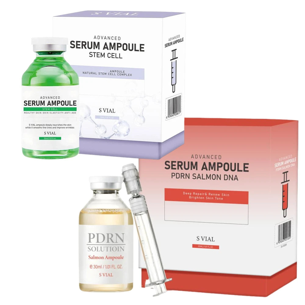 Korean S VIAL Skincare - PDRN Salmon DNA Advanced Serum, Natural Stem Cell Complex, Deep Skin Repair & Renewal, Brightening