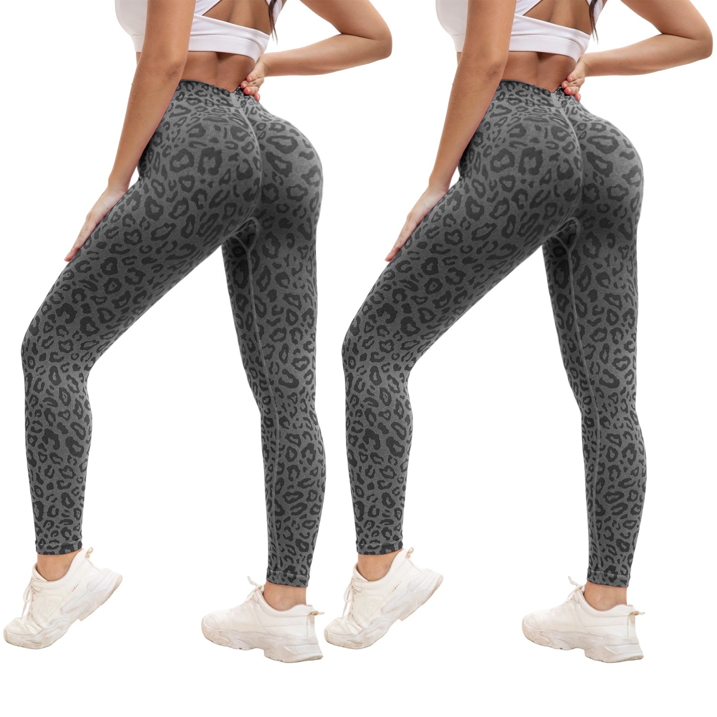 2 Pack Women's High Waisted Sexy Butt Lifting Seamless Solid Color Yoga Leggings Elastic And Breathable Fitness Sports Pants