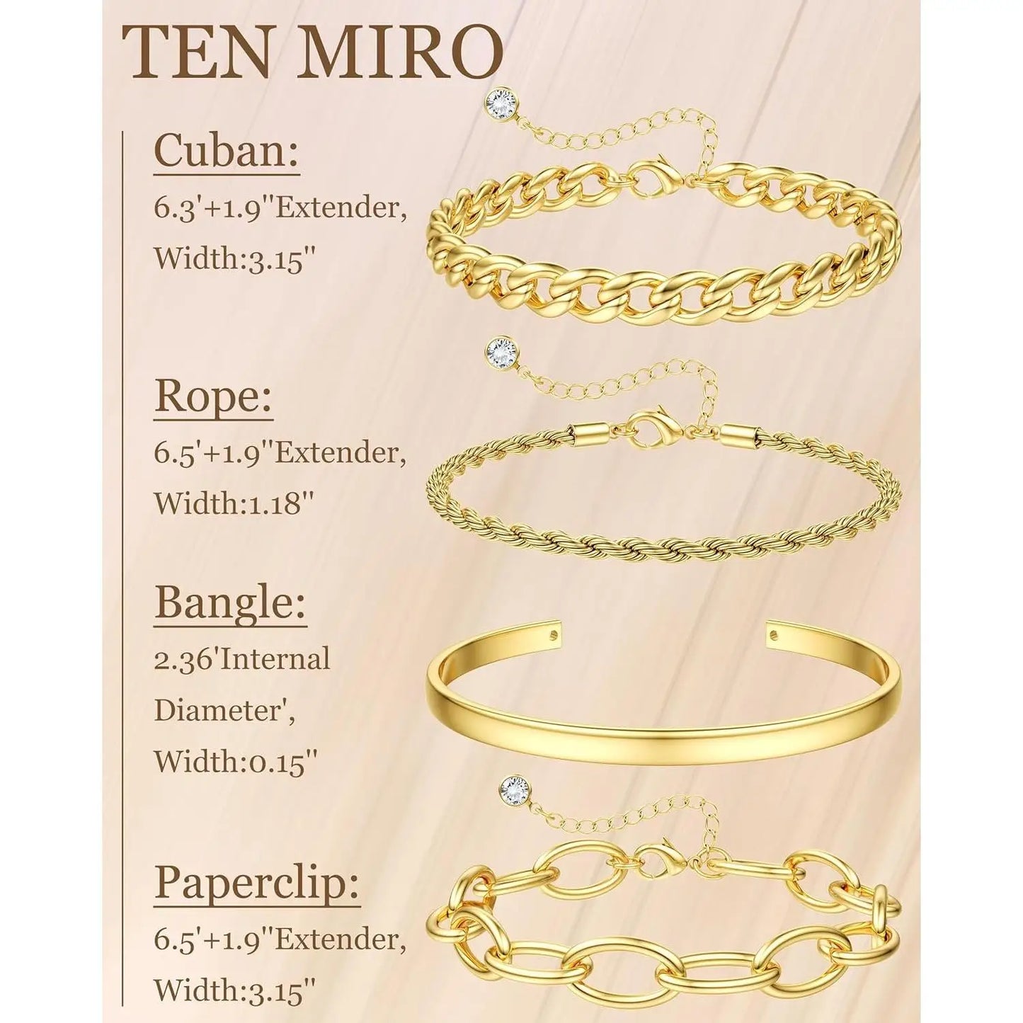 14K Gold plated Bracelets for Women Stack Layered Chunky Chain Bracelets Waterproof Link Cuff Bracelet Mothers' Day Jewelry Gift