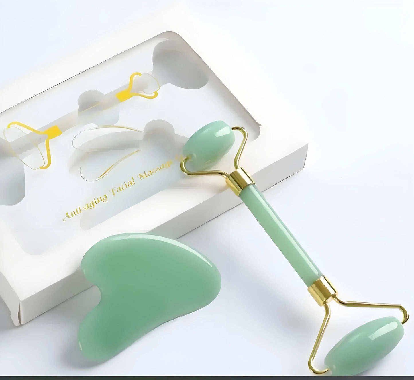 Jade Roller & Gua Sha Set - Facial Massage Tools for Skin Care
