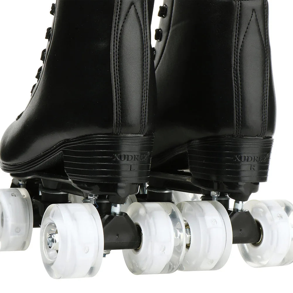 Breathable PU Leather Roller Skates with Lighted Wheels