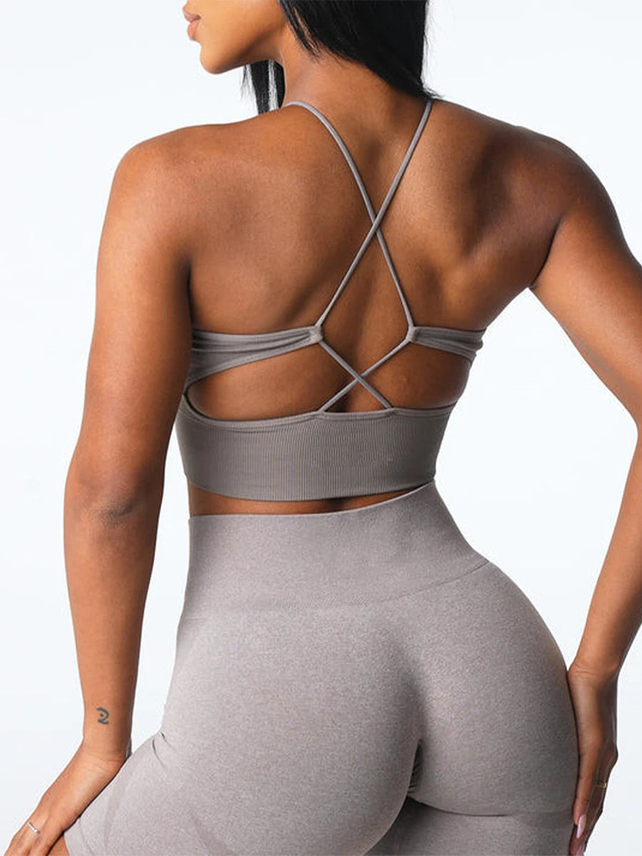 Seamless Sports Bra Sleeveless Yoga Workout Fitness Running Bralette