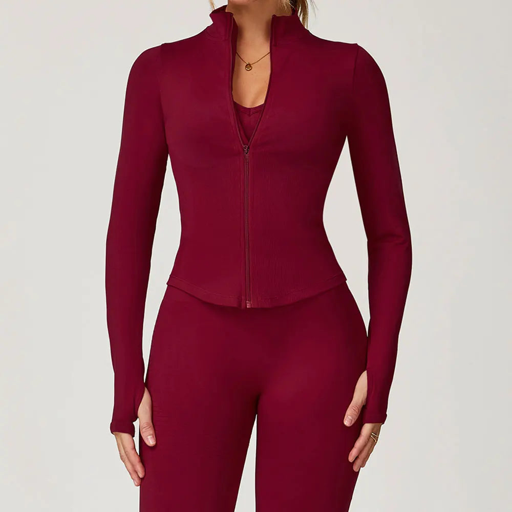 New Women Seamless Zipper Jacket Yoga Long Sleeved Gym Top Yoga Push Up Jacket Fitness Running Workout Sport Coat Women's Shirts