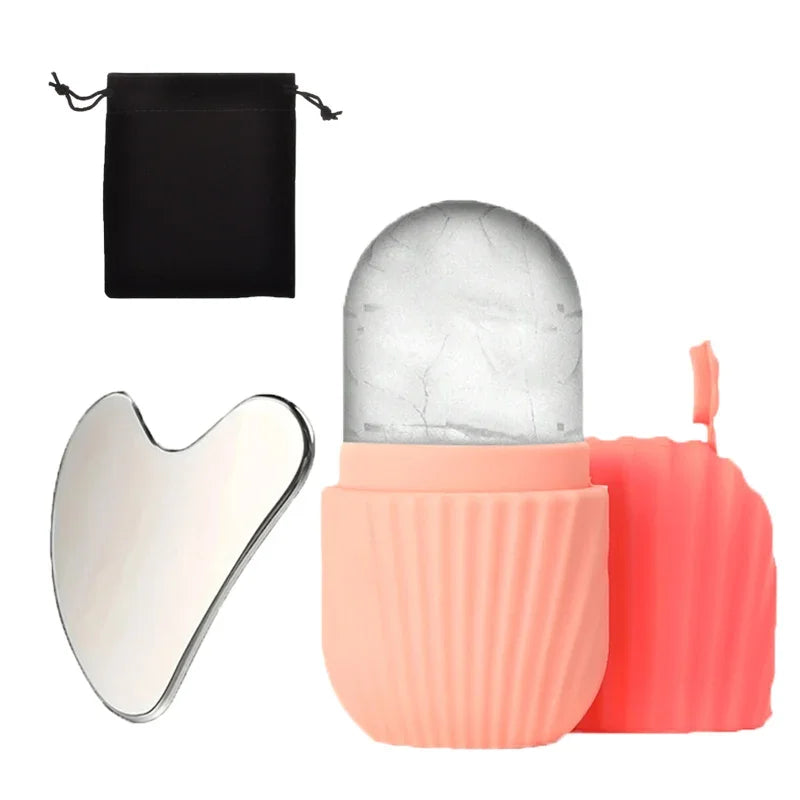 1/3PCS Ice Face Roller Stainless Steel Gua Sha Board Set Facial Massager Face Massage Roller Face Lifting Beauty Skin Care Tools