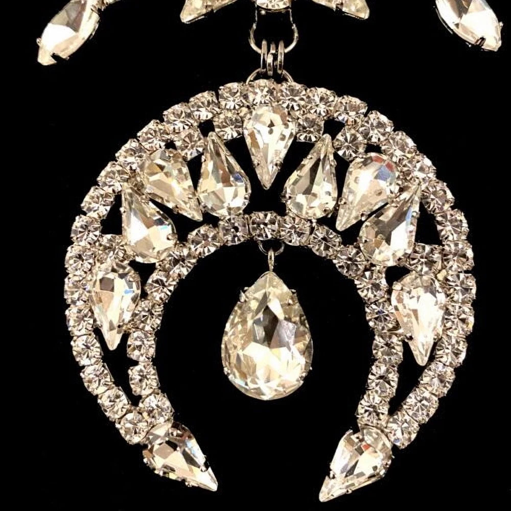 Crystal Moon Pendant Necklace Earrings Set