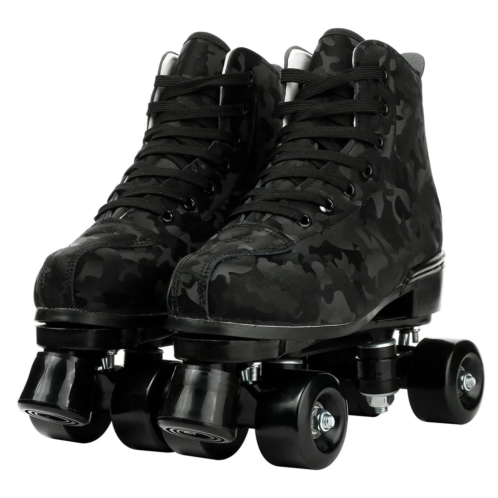 Breathable PU Leather Roller Skates with Lighted Wheels