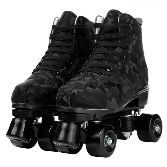 Breathable PU Leather Roller Skates with Lighted Wheels