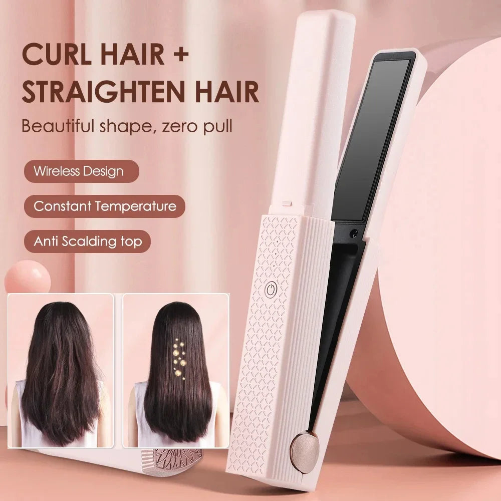 Portable Cordless USB  Mini Ceramic Curler/Straightener 3 Constant Temperatures