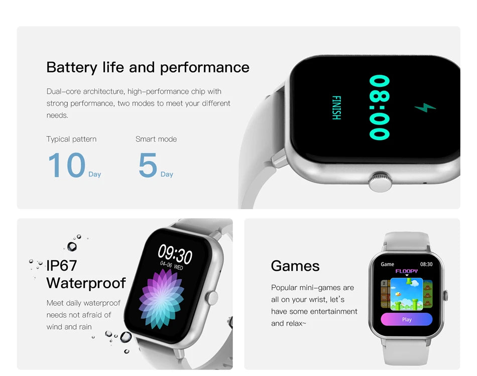 LIGE Waterproof Smart Watch Bluetooth Call Voice Assistant