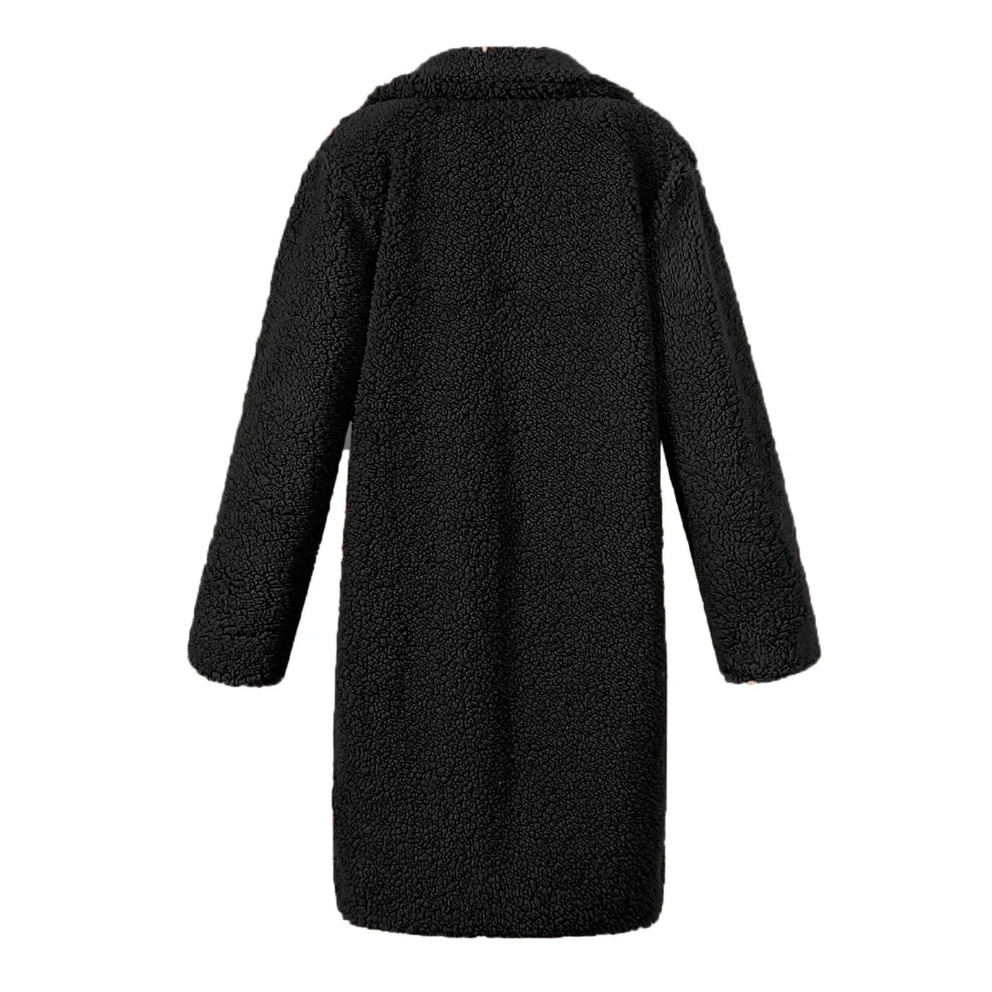Women'S Winter Jacket Outerwears Women'S Fuzzy Fleece Winter Jacket Faux Lapel Coat Mid Length Teddy Coat Jaquetass Femininas