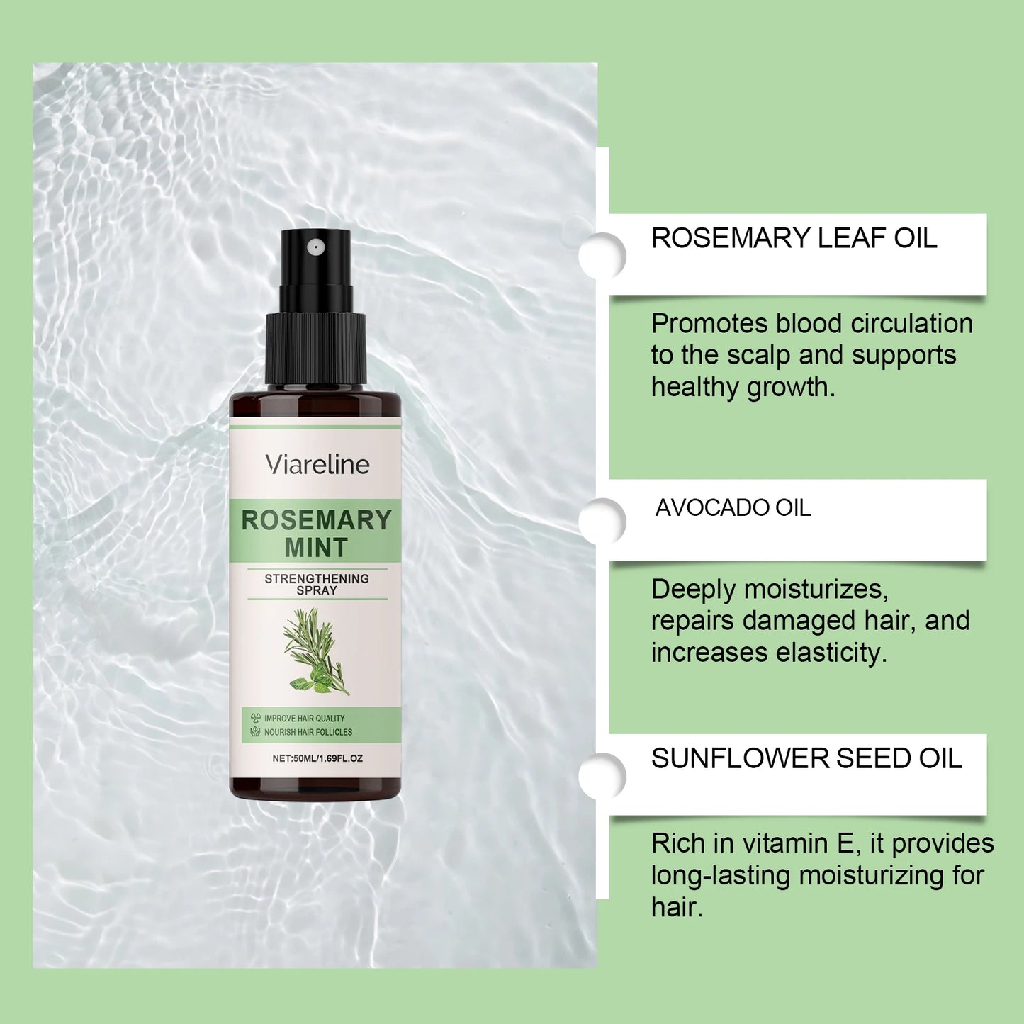 Rosemary Mint Spray Promotes Hair Growth And Strengthens Hair With Nourishing Care Reduce Split Ends Wash Free Hair Care Spray