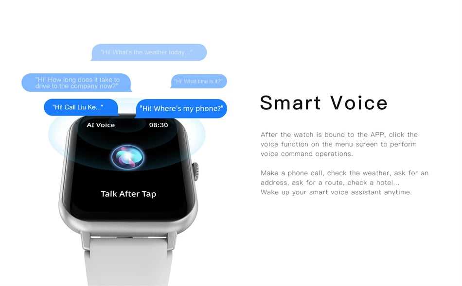 LIGE Waterproof Smart Watch Bluetooth Call Voice Assistant
